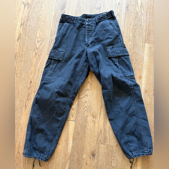 ORSLOW us army fatigue denim cargo pants in black jogger sz 1 xs